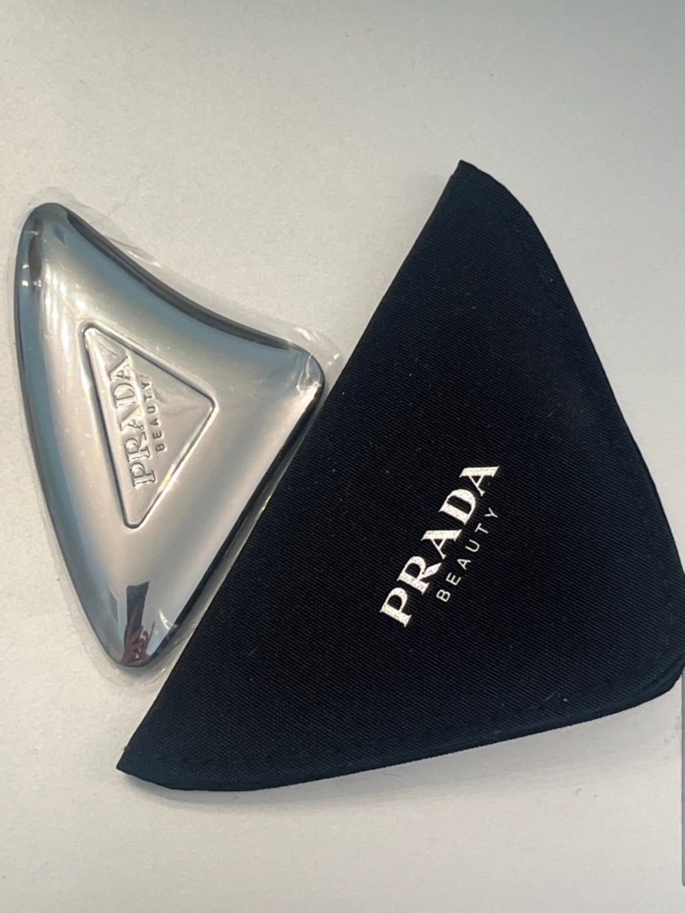 Prada Black Pocket Square with Silver Accent